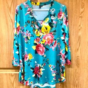 Tunic Top Floral Teal Tunic Top